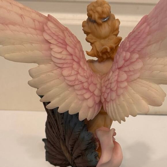 Vintage De Capoli Collection 16" Angel Nymph Peacock Statue Figurine Resin Wood - Picture 7 of 10